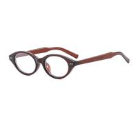 LJCZKA Retro Cat Eye Glasses Women Blue Light Blocking Glasses Small Oval Cateye Frame Eyewear Anti Fatigue Eyeglasses for Computer Gaming Reading (Dark Brown Clear)
