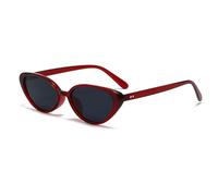 LJCZKA Retro Oval Sunglasses for Women Men 90s Small Oval Cat Eye Sun Glasses Trendy Vintage y2k Cateye Shades Chic Cool Sunnies UV400 Protection (Red Grey)