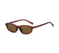 LJCZKA Retro Oval Sunglasses Womens Narrow Cat Eye Sunglasses Rectangle Shades 90s Trendy UV400 Protection (Brown, Brown)