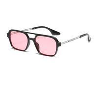 LJCZKA Retro Pilot Sunglasses Double Bridge 70s Classic Sunglasses with Flat Square Metal Design UV400 Protection