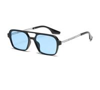 LJCZKA Retro Pilot Sunglasses Double Bridge 70s Classic Sunglasses with Flat Square Metal Design UV400 Protection