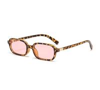 LJCZKA Retro Rectangle Sunglasses for Women Men Trendy Small Square Sunglasses 90s Vintage Narrow Frame Fashion Rectangular Sunnies UV400 Protection (Tortoise Pink)