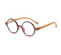 LJCZKA Retro Round Blue Light Blocking Glasses for Men Women, Vintage Circle Frame Computer Gaming Eyeglasses Anti Glare Clear Lens Eyewear (Red Brown)