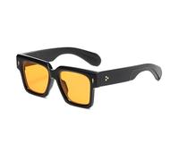 LJCZKA Retro Square Sunglasses for Men Women Trendy Thick Rectangle Frame Classic Oversized Sunglasses with UV400 Protection