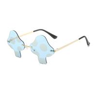 LJCZKA Rimless Party Sunglasses for Women Men, Vintage Mushroom Sunglasses Rave Glasses Trendy UV400 for Vacation Festival Halloween