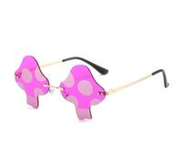 LJCZKA Rimless Party Sunglasses for Women Men, Vintage Mushroom Sunglasses Rave Glasses Trendy UV400 for Vacation Festival Halloween