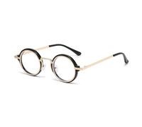 LJCZKA Round Blue Light Blocking Glasses for Men Women Retro Small Circle Metal Frame Computer Gaming Eyeglasses Anti Glare Eyewear Clear Lens (Gold Black, 0.0, x)