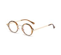 LJCZKA Round Blue Light Blocking Glasses for Men Women Retro Small Circle Metal Frame Computer Gaming Eyeglasses Anti Glare Eyewear Clear Lens (Gold Tortoise, 0.0, x)