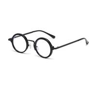 LJCZKA Round Blue Light Blocking Glasses for Men Women Retro Small Circle Metal Frame Computer Gaming Eyeglasses Anti Glare Eyewear Clear Lens (Black, 0.0, x)