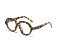 LJCZKA Round Blue Light Blocking Glasses for Women Men Retro Oversize Oval Frame Y2K Anti Eyesatrain Headache Eyeglasses for Computer Gaming (LeopardClear)
