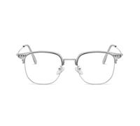 LJCZKA Semi Rimless Anti Blue Ray Eyewear For Men Women Metal Square Retro Classic Glasses Anti Bluelight Spectale Gaming Computer Glasses (GreySilver)