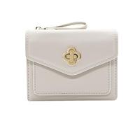 LJCZKA Small Wallet for Women, Bifold Leather Purse Women, Luxury Short Wallet Cute Card Purse with Zipper Coin Pocket, Card Holder for Ladies, Girls (White)
