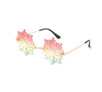 LJCZKA Snowflake Shape Sunglasses Women Men Unique Rimless Novelty Sun Glasses Irregular Christmas Ice Shades Festival Party Prom Funky Decor Glasses (Gold Pink Yellow Green)