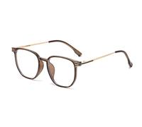 LJCZKA Square Blue Light Blocking Glasses for Women Men Fashion Square Metal Frame Glasses Computer Gaming Eyeglasses Anti Fatigue Clear Lens Eyewear (Clear Brown Gold, 0.0, x)
