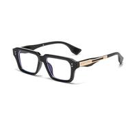LJCZKA Square Blue Light Blocking Glasses for Women Men Rectangle Thick Frame Computer Gaming Anti Eyestrain Headache Eyeglasses (Black Gold)