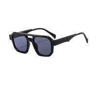 LJCZKA Vintage Double Bridge Sunglasses for Women Men, Flat Square Frame Retro Classic 70s Pilot Sunglasses Anti UV400