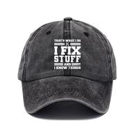 LJCZKA Vintage Funny Baseball Cap I Do I Fix Stuff and I Know Things Washed Denim Cotton Hat for Men Women,Adjustable Size Breathable Lightweight Baseball Hat for Spring Summer Outdoor Sports