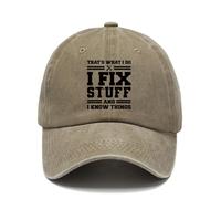 LJCZKA Vintage Funny Baseball Cap I Do I Fix Stuff and I Know Things Washed Denim Cotton Hat for Men Women,Adjustable Size Breathable Lightweight Baseball Hat for Spring Summer Outdoor Sports