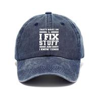 LJCZKA Vintage Funny Baseball Cap I Do I Fix Stuff and I Know Things Washed Denim Cotton Hat for Men Women,Adjustable Size Breathable Lightweight Baseball Hat for Spring Summer Outdoor Sports