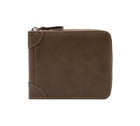 LJCZKA Wallets Mens Zip Around Leather RFID Blocking Large Capacity Bifold Wallets with Snap Coin Pocket, Card Holders Pouch, Banknote, ID Window (Brown)