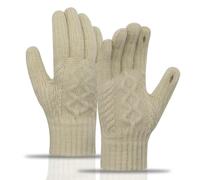 LJCZKA Winter Gloves for Women Men Touchscreen Thermal Warm Gloves Soft Wool Lining Knitted Glove with Elastic Cuff Cold Weather for Driving Running (Khaki)