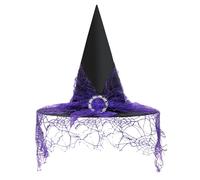 LJCZKA Witch Hats for Women, Large Wicked Witch Hat Wide Brim, Black Pointed Wizard Hat for Halloween Party Cosplay