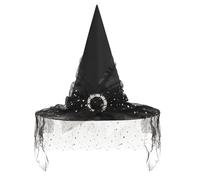 LJCZKA Witch Hats for Women, Large Wicked Witch Hat Wide Brim, Black Pointed Wizard Hat for Halloween Party Cosplay