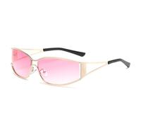 LJCZKA y2k Trendy Sunglasses for Women Men Cool Futuristic Sunglasses Wraparound Metal Frame Trendy Shades 90s UV400 Protection