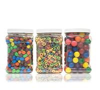 ljdeals 64 oz 1/2 Gallon Clear Empty Storage Containers with Lids, Square Plastic Canisters, Large Jars with Lids, BPA Free Plastic Jar, Pack of 3, Made in USA