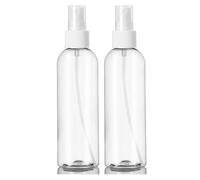 ljdeals 8 oz Clear Plastic Spray Bottles, White Fine Mist Sprayer, Refillable Empty Bottles for Essential oils, Perfumes, Travel. Pack of 2, Made in USA