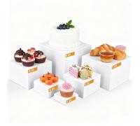 LJEC 6PCS Buffet Risers，Large Food Risers for Buffet Table, Dessert Table Display Set,Food Stands for Display Party，Collectibles Jewelry Display Stand, Acrylic Cube Boxes big size(8"-7"-6"-5"-4"-3")