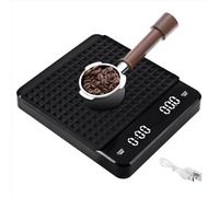 LJEC Coffee Scale with Timer, 3kg/0.1g High Precision Espresso Scale with Digital LED, Rechargeable Kitchen Food Scale for Espresso and Pour-Over Coffee, Touch Sensor and Silicone Cover (Black)