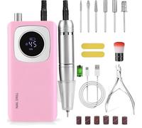 LJEC Nail Drill 45000 RPM, Rechargeable Professional Nail Drill Machine,Portable Electric Nail File for Acrylic and Gel Nails, Cordless E File Manicure Pedicure Kit for Home Salon, Pink