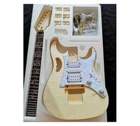 LJERFSW Guitar Body Unfinished Double Rocker Electric Guitar Production Kit Tiger Maple Basswood Solid Wood Body(A14)