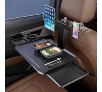 LJFDXD Car Telescopic Tray Folding Desk, Vehicle Tray Rear Headrest Multifunctional Adjustable Travel Tray with Phone Drink Tablet Holder, for Working, Writing, Eating, Traveling