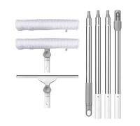 LJGG Window Cleaning Squeegee kit, 14" Squeegee and 14" Microfiber Scrubber with Aluminum Alloy Pole, 54" Telescopic Window Cleaning Tool for Glass Door, Shower Glass Door, Car Windshield-2 Pads