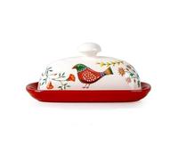 LJHFG63KUYT Container American Butter Box Creative Ceramic Dish with Lid Small Tray Dessert Dish Underglaze Color Oval Dish for Countertop(Red)