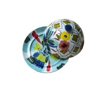LJHFG63KUYT Container Beautiful Hand Painted Ceramic Butter Dish with Lid Butter Container Round Storage Tray Treat Plate for Countertop