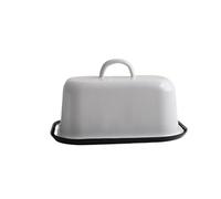 LJHFG63KUYT Container Butter Dish with Cover Dim Sum Tray Butter Box Storage Box Black and White Enamel Butter Dish for Countertop