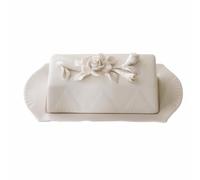 LJHFG63KUYT Container Ceramic Handmade Butter Dish with Cover Dim Sum Cheese Dish Long Dish Suitable for Hotel, Restaurant and Park for Countertop