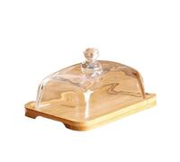 LJHFG63KUYT Container Rectangular Wooden Butter Plate Glass Cover Yellow Oil Plate Snack Dim Sum Cake Dessert Plate for Countertop(Khaki)