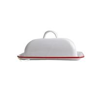 LJHFG63KUYT Container Vintage Enamel with Cover Butter Dish Dim Sum Tray Butter Box Cheese Storage Box for Countertop(Red)