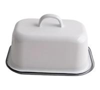 LJHFG63KUYT Container White Enamel Butter Dish with Lid Dim Sum Tray Butter Box Cheese Storage Box for Countertop