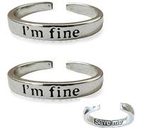 ljhjdkxf I'm Fine - Intimation Save Me Rings,Personalized Open Rings,Simple Vintage Engraving Couple Jewelry for Girlfriends Wives and Friends (2 PCS)