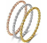 ljhjdkxf Tensor Rings Copper,Solid Copper Twisted Ring for Men and Women,Spiritual Wellness Gift for Anniversary/Birthday,Everyday Wear Unisex Boho Ring (3 PCS-A,10)