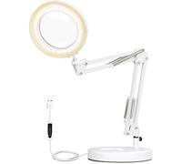 LJHJYDW 2-in-1 Magnifying Lamp, Magnifying Glass with Light and Stand, 2.25X Magnifier with 3-Color Mode Heavy Base, for Reading Hobbies Crafts Workbench Double The Comfort