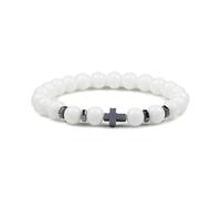 LJHJYDW 8mm Bead Bracelets for Women Amethyst Bracelet Uncut Nature Stones Cross White Round Woven Stretchy 17cm x 7mm 1PCS for Engagement