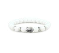 LJHJYDW Beaded Bracelets 8mm Crystal Bead Bracelet Nature Stones Buddha Head White Round Woven Stretchy 17cm x 7mm 1PCS for Graduation