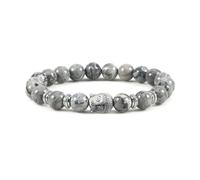 LJHJYDW Beaded Bracelets 8mm Crystal Bead Bracelet Nature Stones Buddha Head White Round Woven Stretchy 17cm x 7mm 1PCS for Graduation