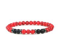 LJHJYDW Buddhist Prayer Bead Bracelet Crystal Bracelets Spiritual Nature Stones Black White Round Braided Elastic 17cm x 7mm for New Year